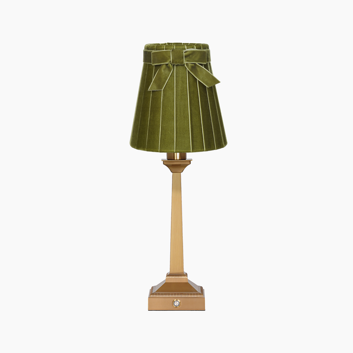 EIFFEL Rechargeable Lamp with 5.5" Olive Green Velvet Lampshade