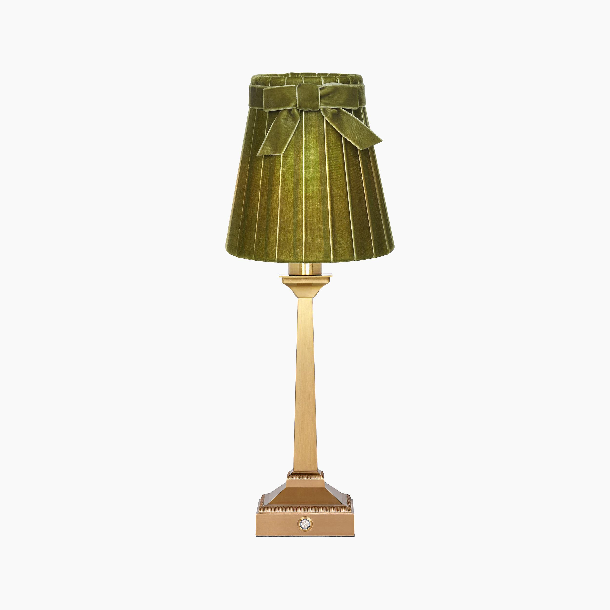 EIFFEL Rechargeable Lamp with 5.5" Olive Green Velvet Lampshade