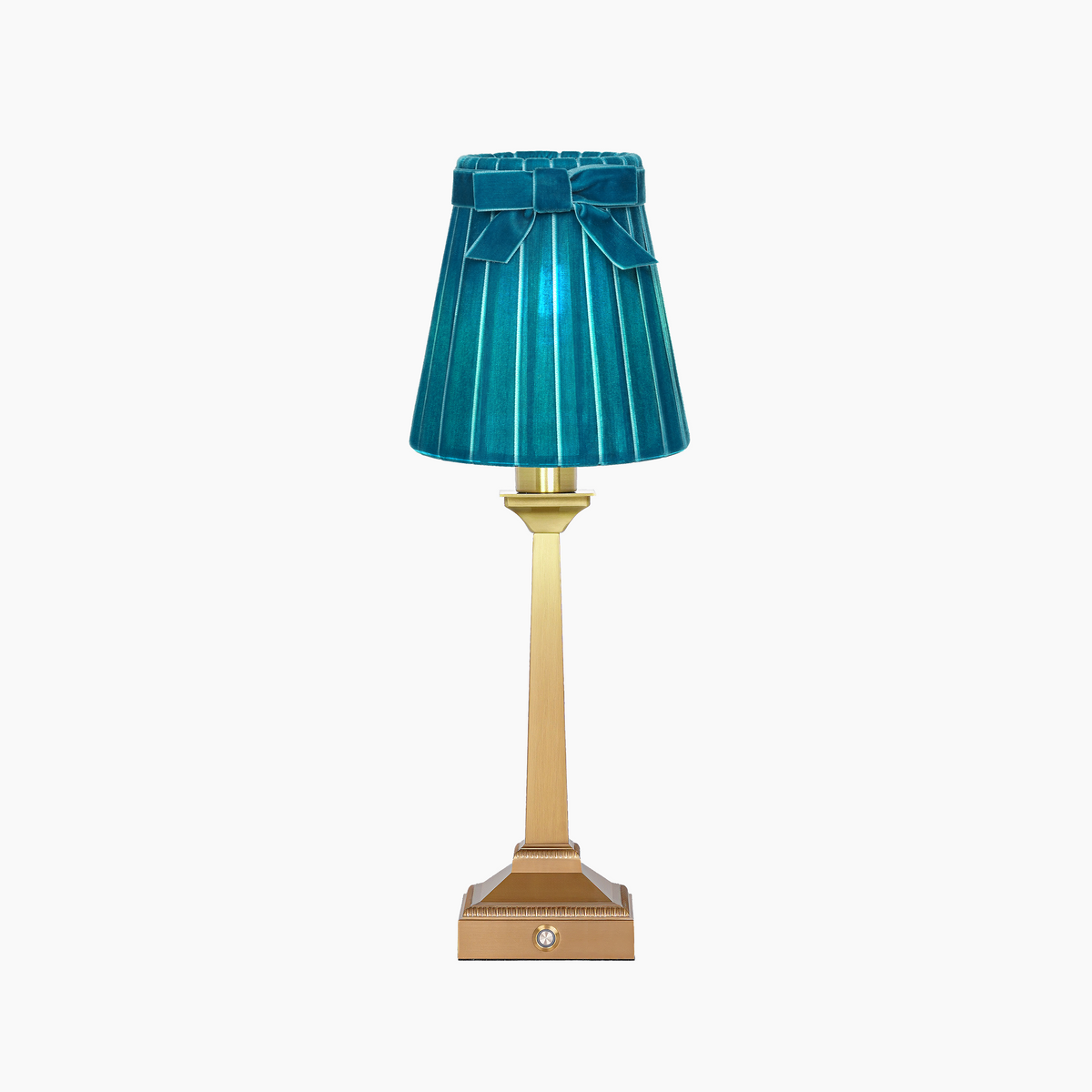 EIFFEL Rechargeable Lamp with 5.5" Teal Velvet Lampshade