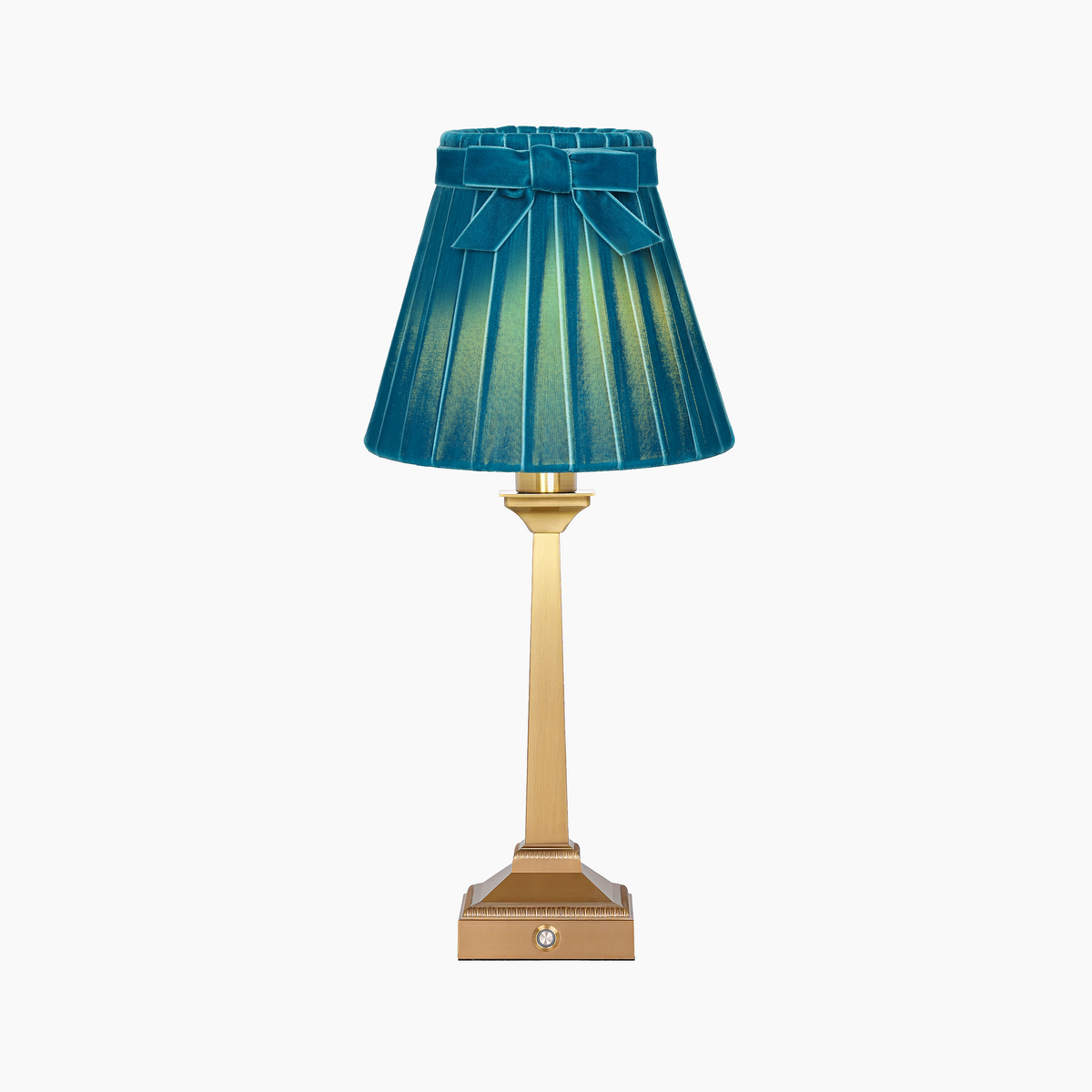 EIFFEL Rechargeable Lamp with 7.1" Teal Velvet Lampshade