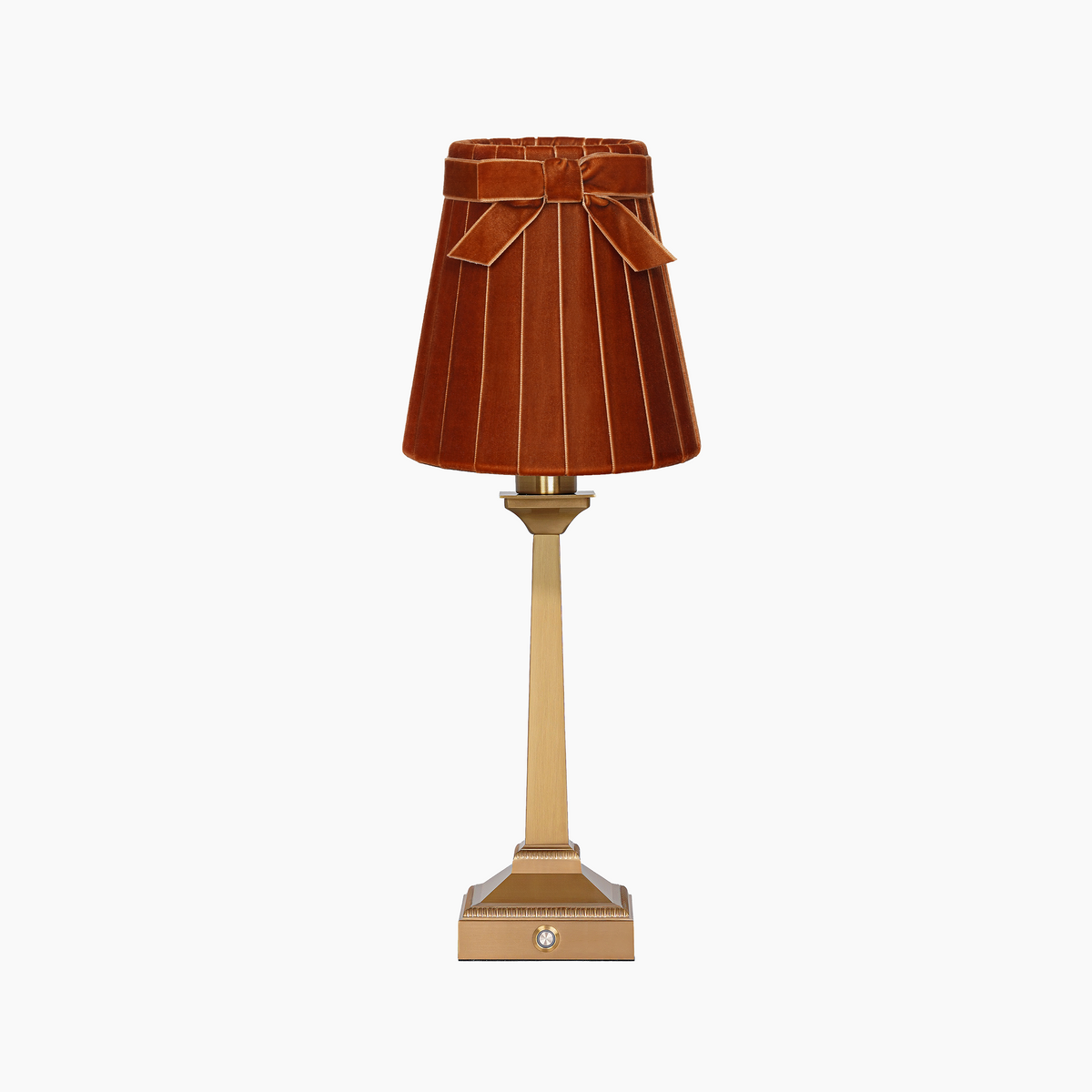 EIFFEL Rechargeable Lamp with 5.5" Burnt Orange Velvet Lampshade