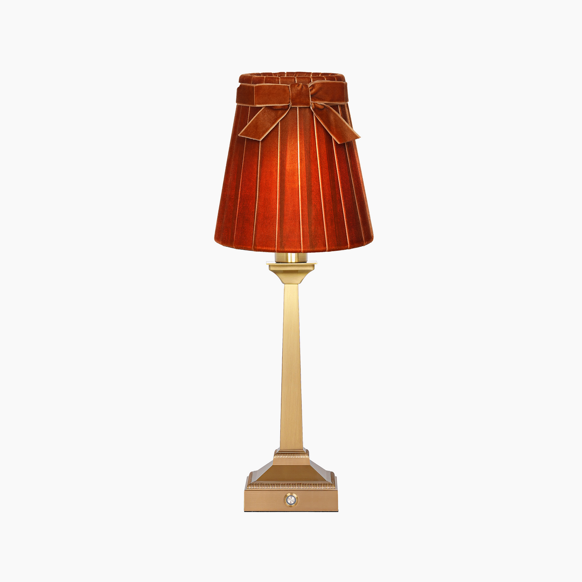 EIFFEL Rechargeable Lamp with 5.5" Burnt Orange Velvet Lampshade