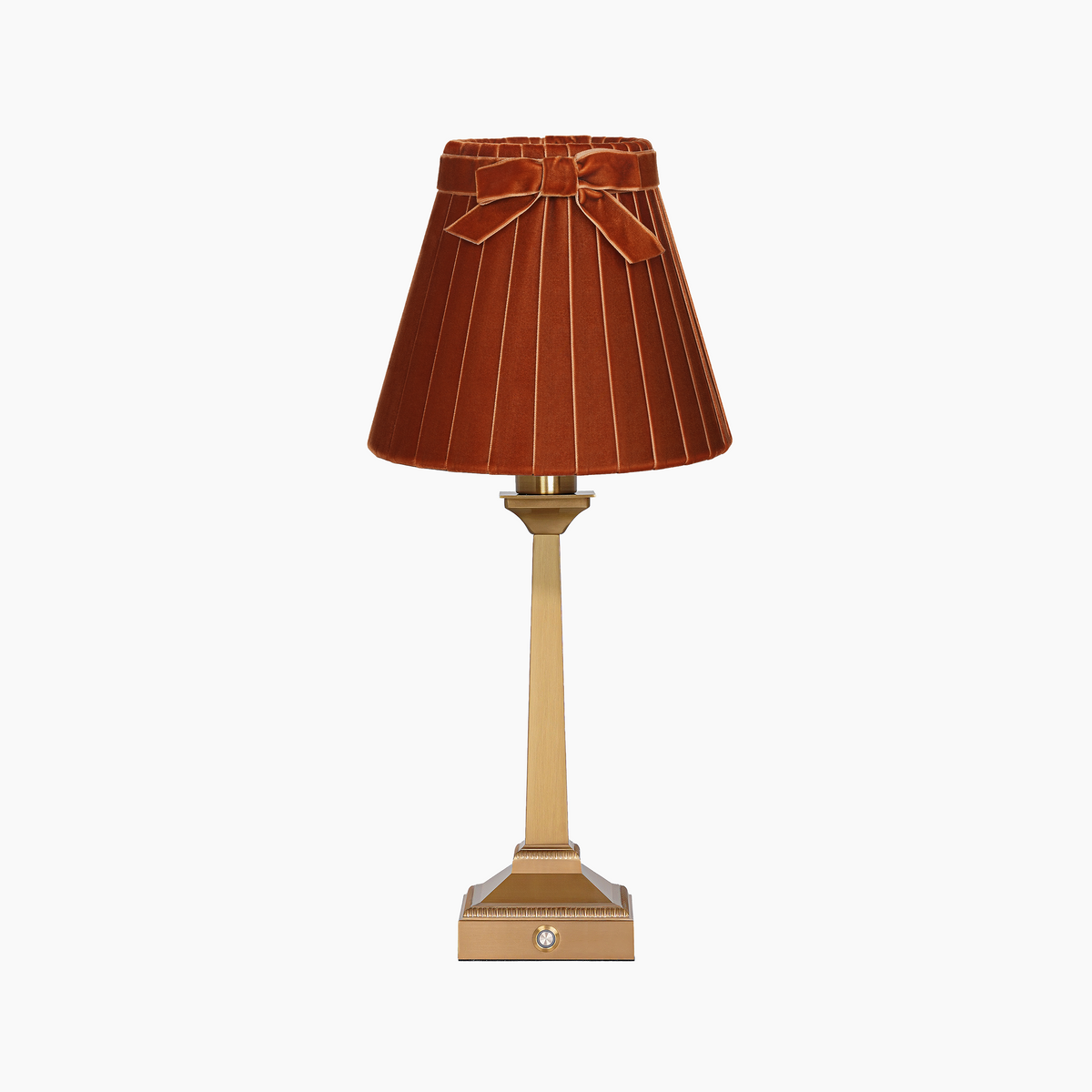 EIFFEL Rechargeable Lamp with 7.1" Burnt Orange Velvet Lampshade