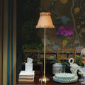 METALL Rechargeable Lamp with Camel Frilled Fabric Lampshade