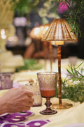 BAMBOOTIC Rechargeable Lamp with 7" Rattan Lampshade