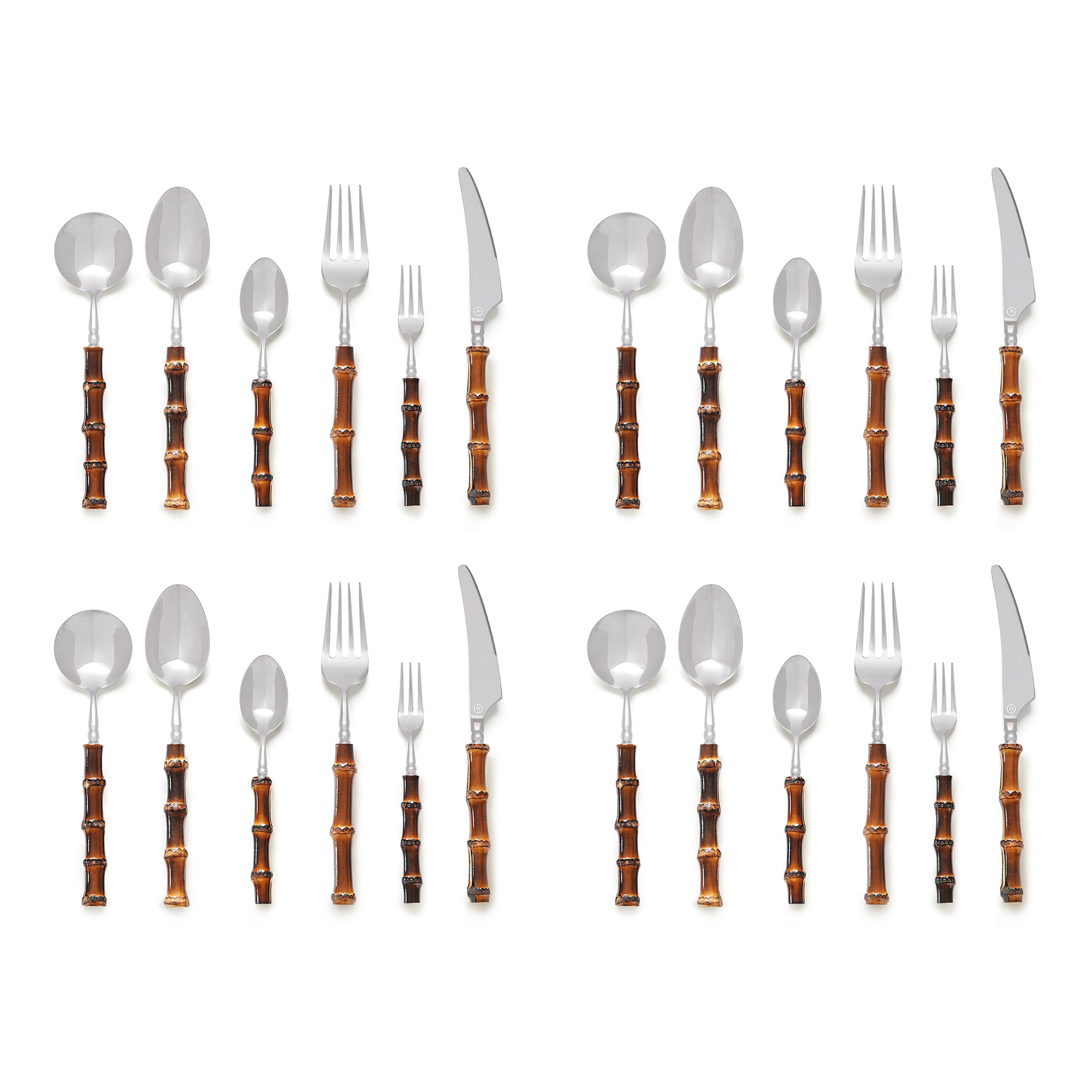 Burnt Bamboo Flatware Set for 4