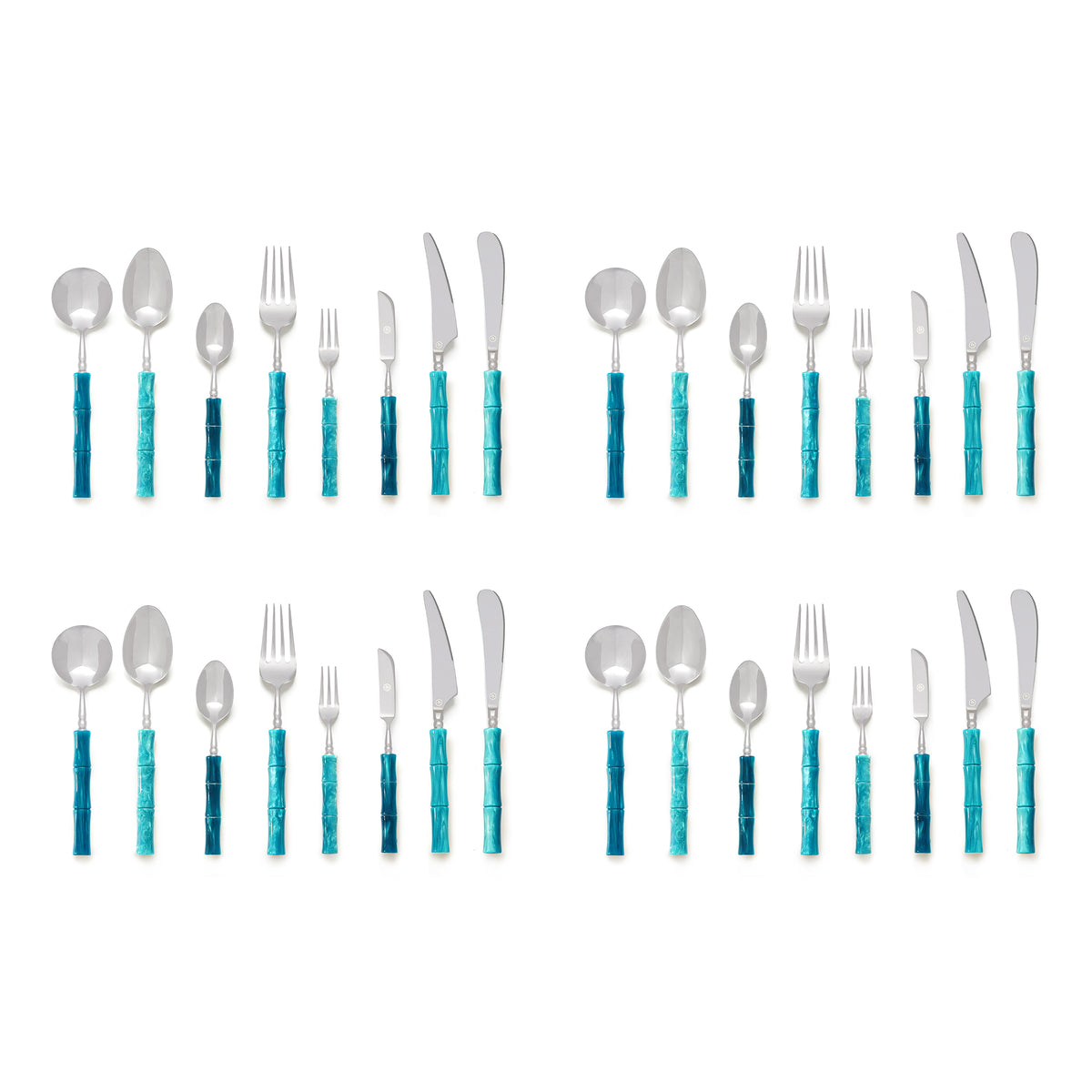 Blue Marble Flatware Set for 4