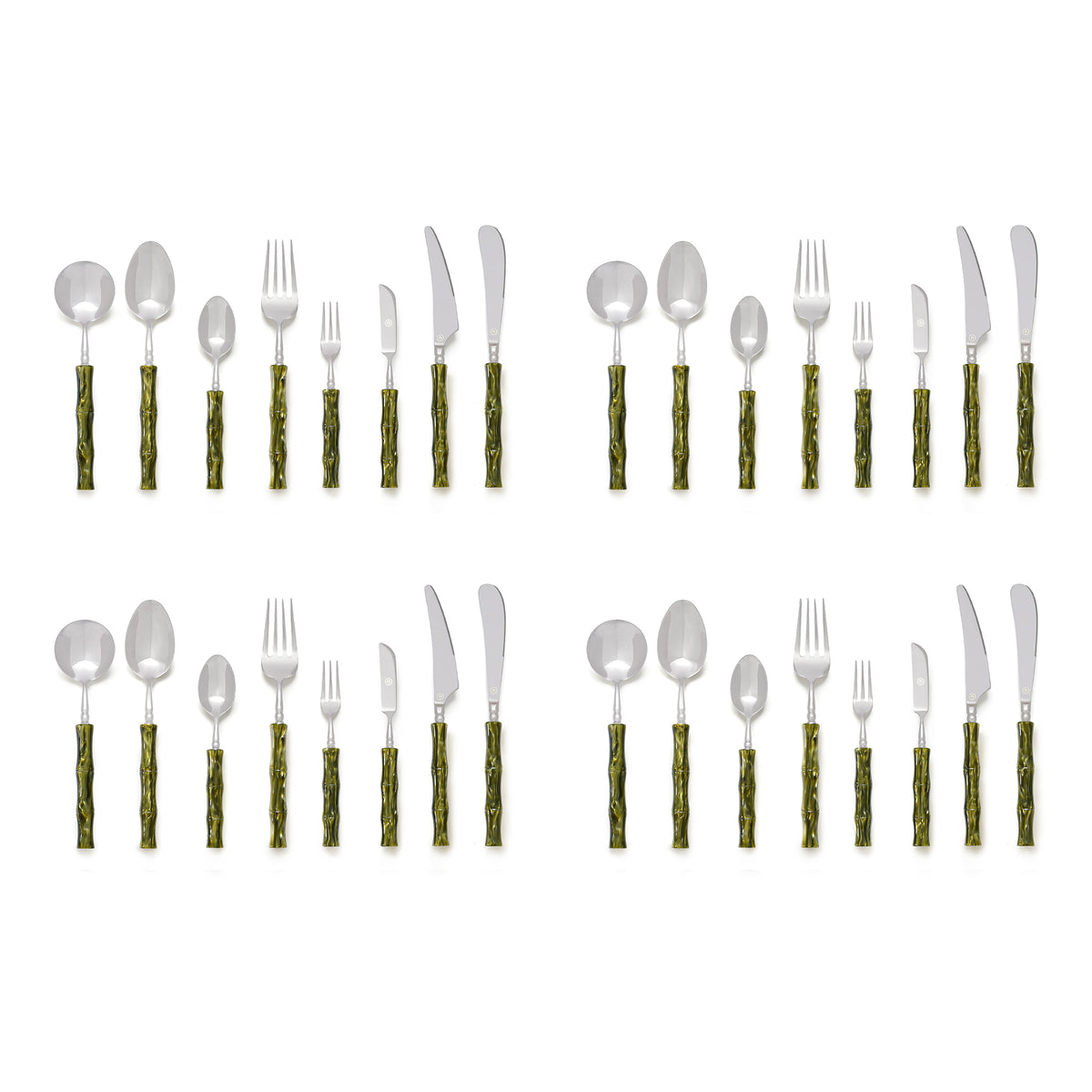 Green Marble Flatware Set for 4