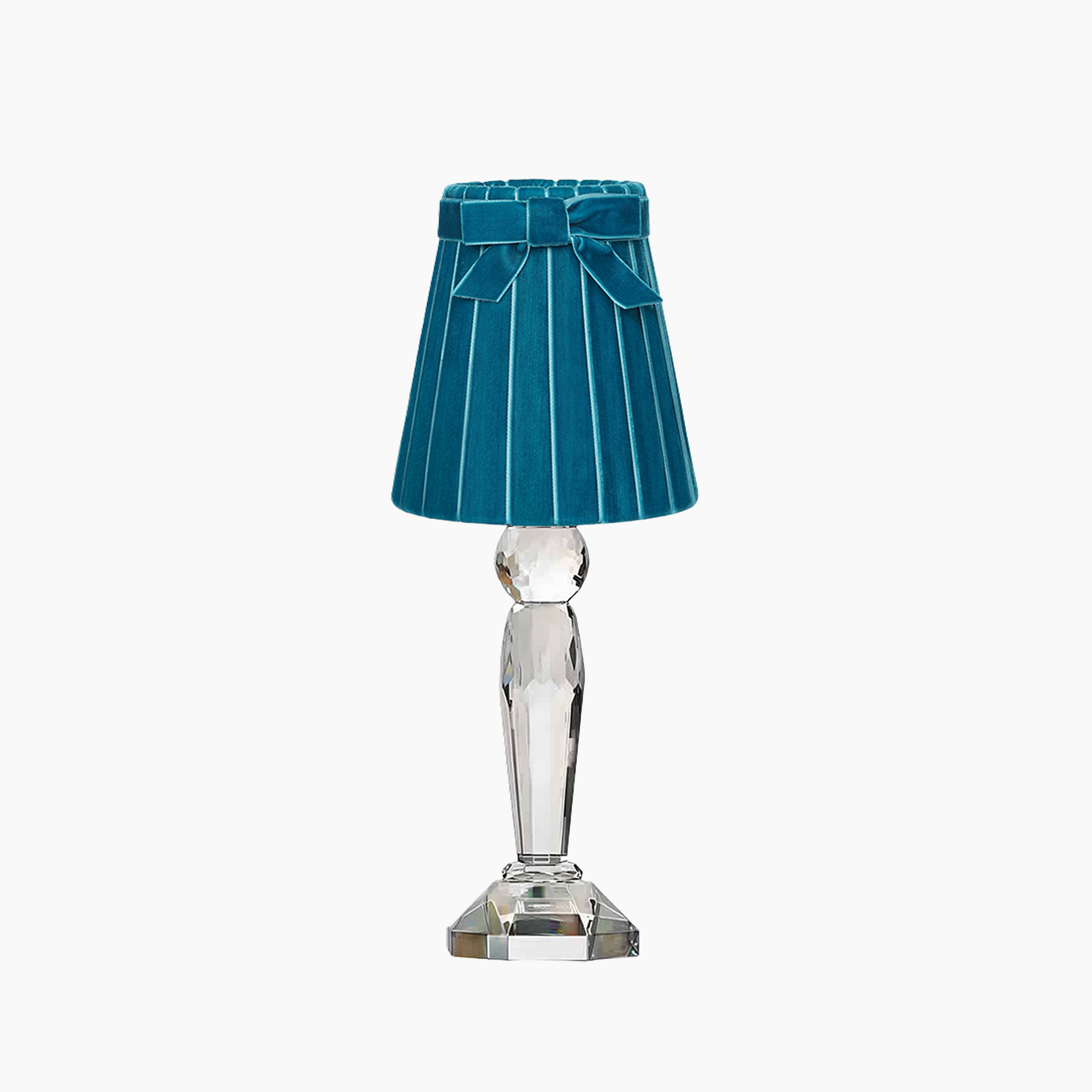 MERLIN Crystal Rechargeable Lamp with 5.5" Teal Velvet Lampshade