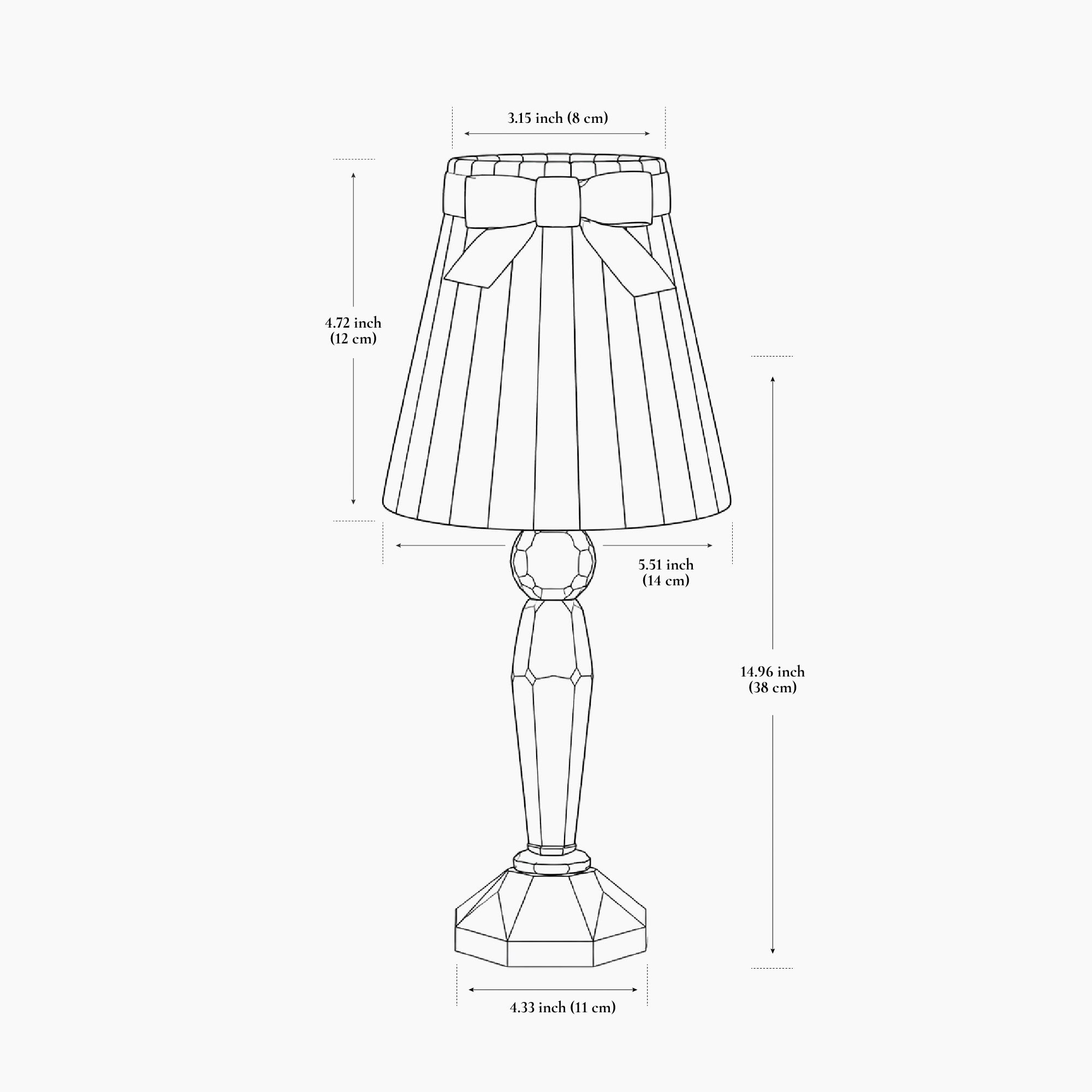 MERLIN Crystal Rechargeable Lamp with 5.5" Marilyn Velvet Lampshade