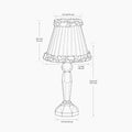 MERLIN Crystal Rechargeable Lamp With Olive Green Frilled Fabric Lampshade
