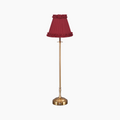 METALL Rechargeable Lamp With Red Wine Frilled Fabric Lampshade