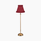 METALL Rechargeable Lamp With Red Wine Frilled Fabric Lampshade
