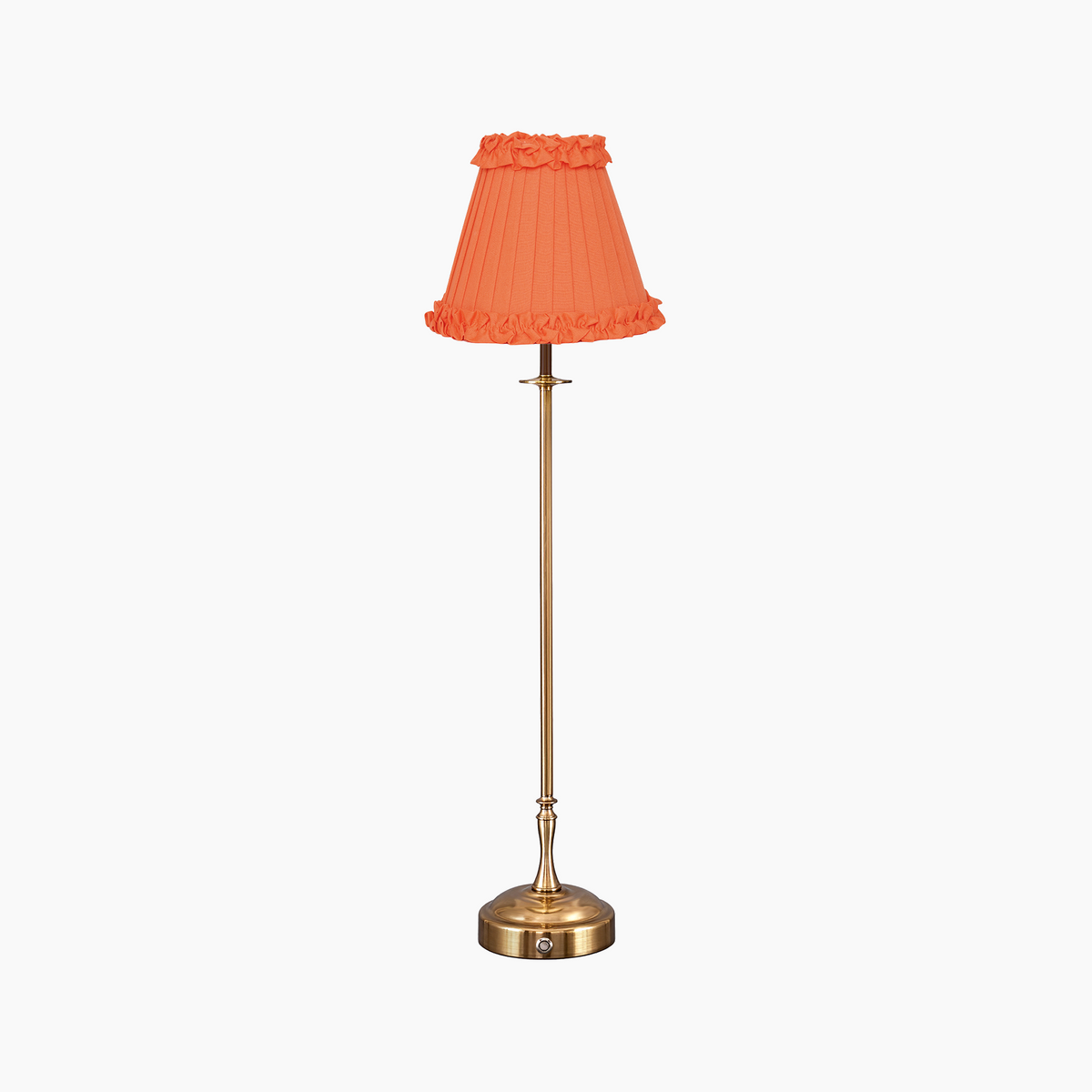 METALL Rechargeable Lamp With Vermilion Frilled Fabric Lampshade