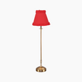 METALL Rechargeable Lamp With Red Brick Frilled Fabric Lampshade