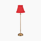 METALL Rechargeable Lamp With Red Brick Frilled Fabric Lampshade