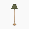 METALL Rechargeable Lamp With Olive Green Frilled Fabric Lampshade