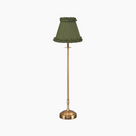 METALL Rechargeable Lamp With Olive Green Frilled Fabric Lampshade