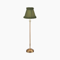 METALL Rechargeable Lamp With Olive Green Frilled Fabric Lampshade