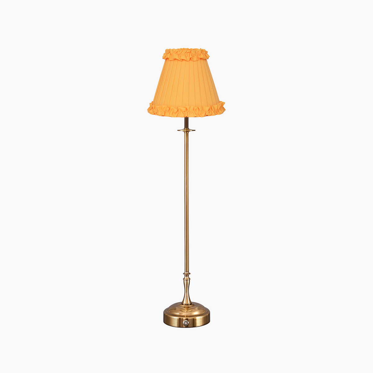 METALL Rechargeable Lamp With Marigold Frilled Fabric Lampshade