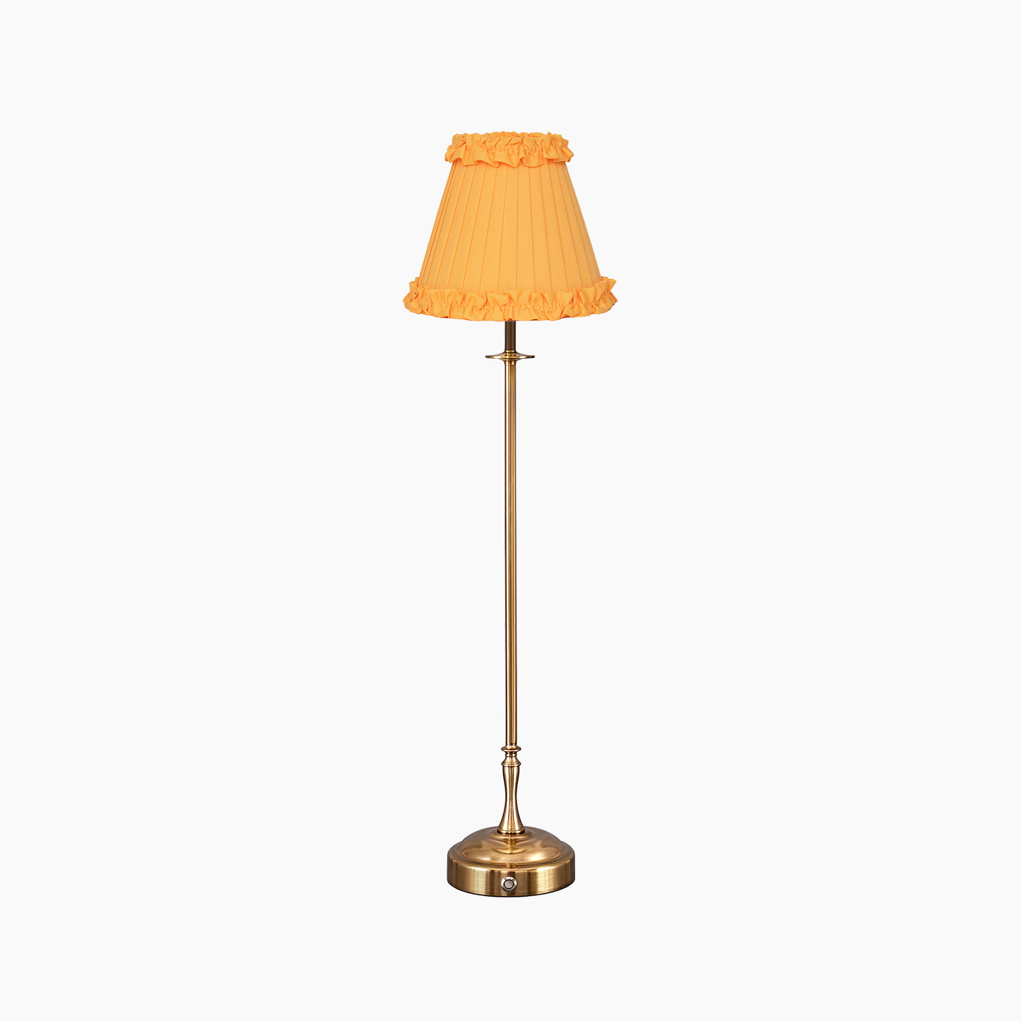 METALL Rechargeable Lamp With Marigold Frilled Fabric Lampshade