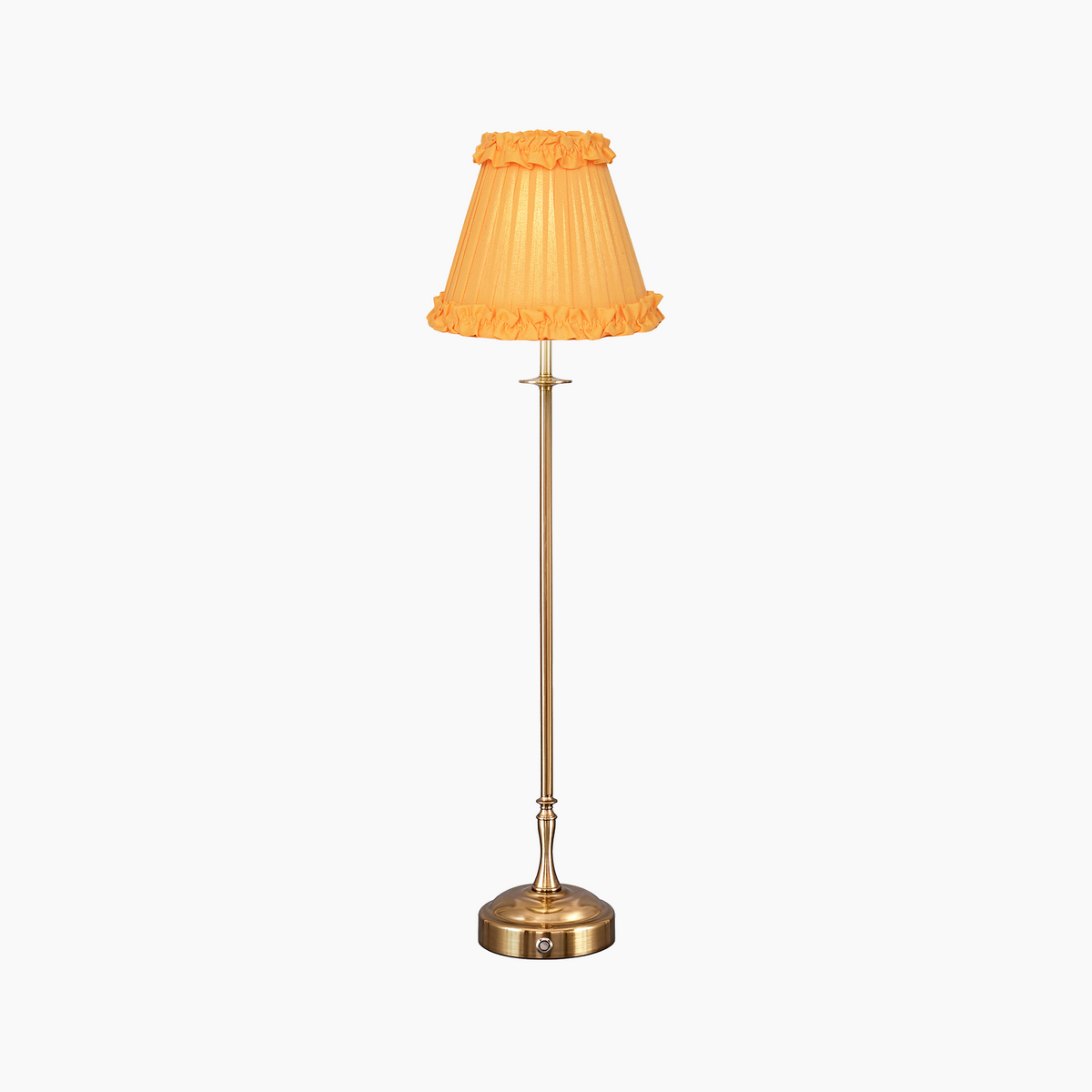 METALL Rechargeable Lamp With Marigold Frilled Fabric Lampshade