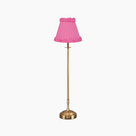 METALL Rechargeable Lamp with Fuchsia Frilled Fabric Lampshade