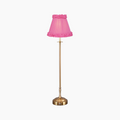 METALL Rechargeable Lamp with Fuchsia Frilled Fabric Lampshade