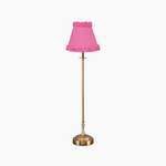 METALL Rechargeable Lamp with Fuchsia Frilled Fabric Lampshade