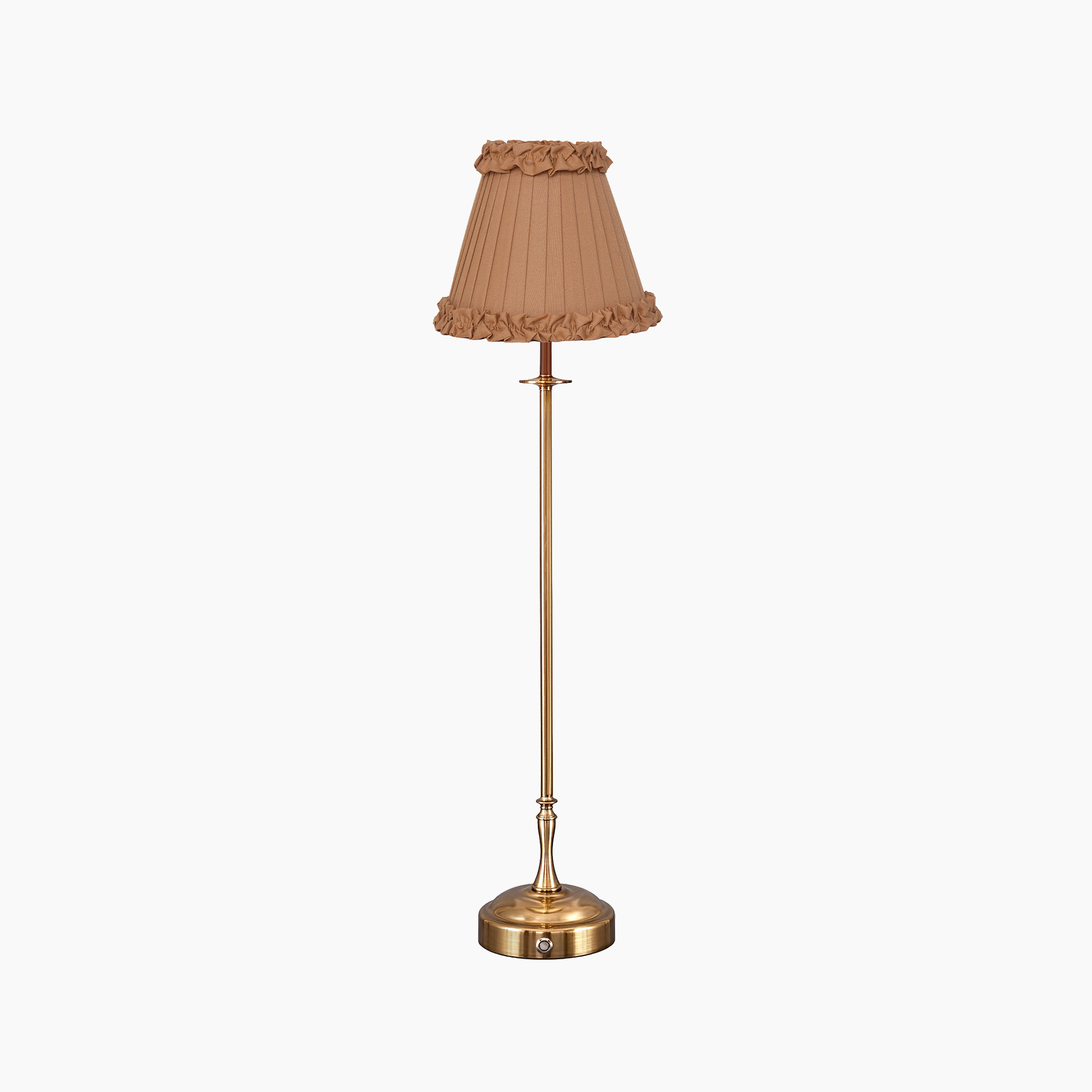 METALL Rechargeable Lamp with Camel Frilled Fabric Lampshade