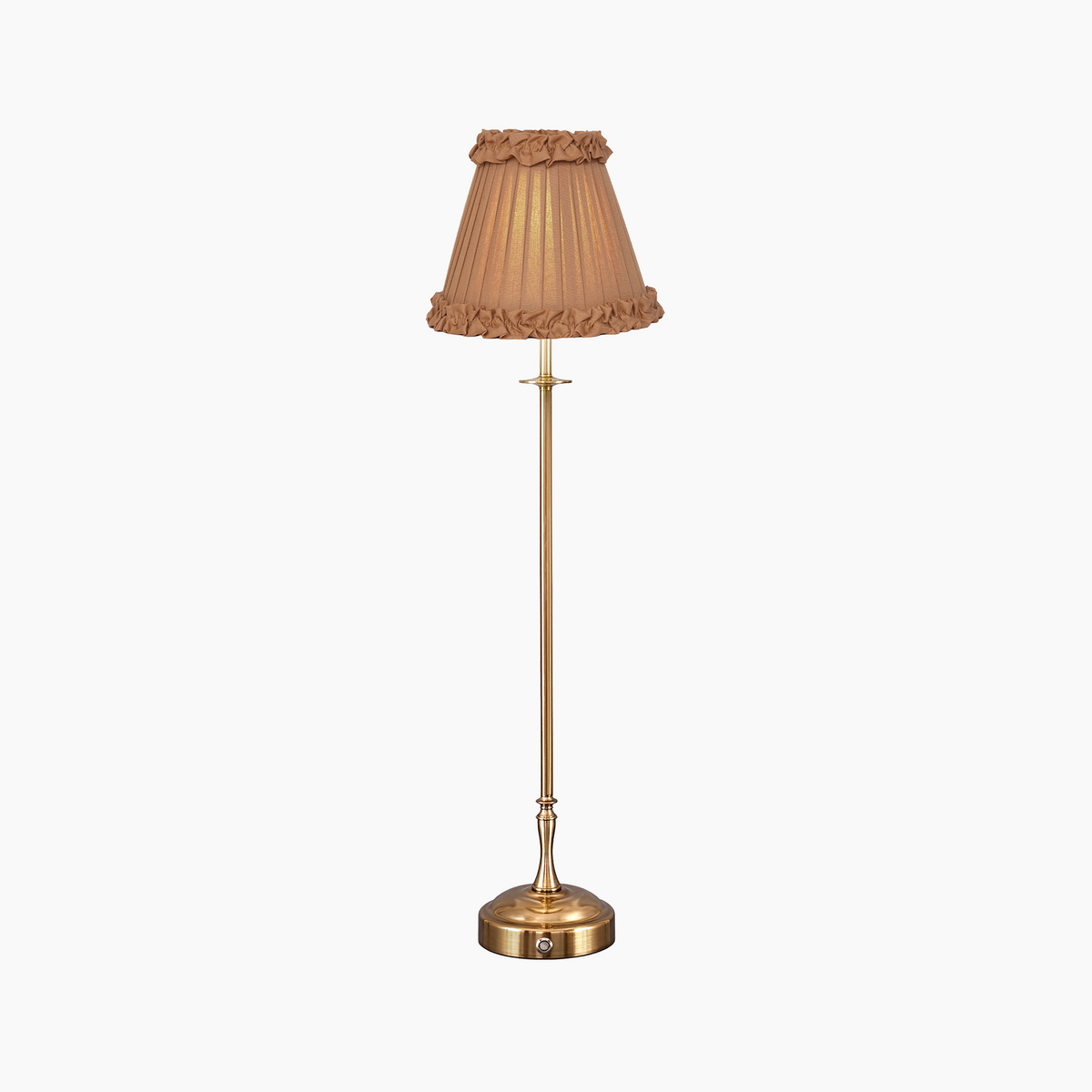 METALL Rechargeable Lamp with Camel Frilled Fabric Lampshade