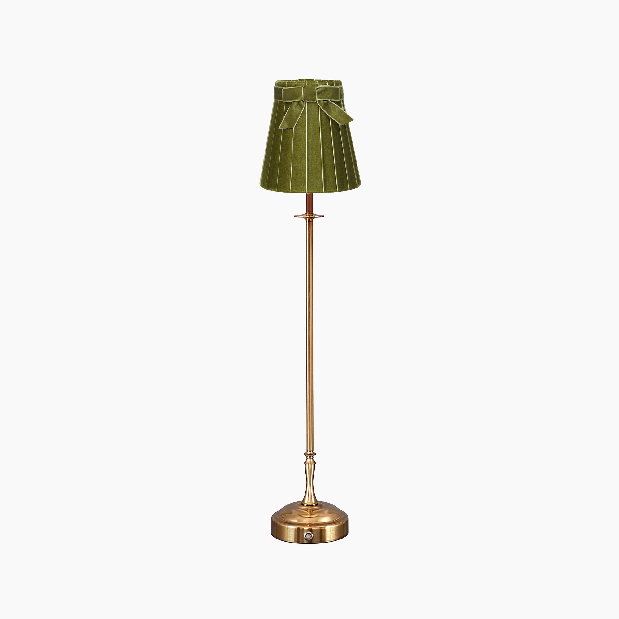 METALL Rechargeable Lamp With 5.5" Olive Green Velvet Lampshade