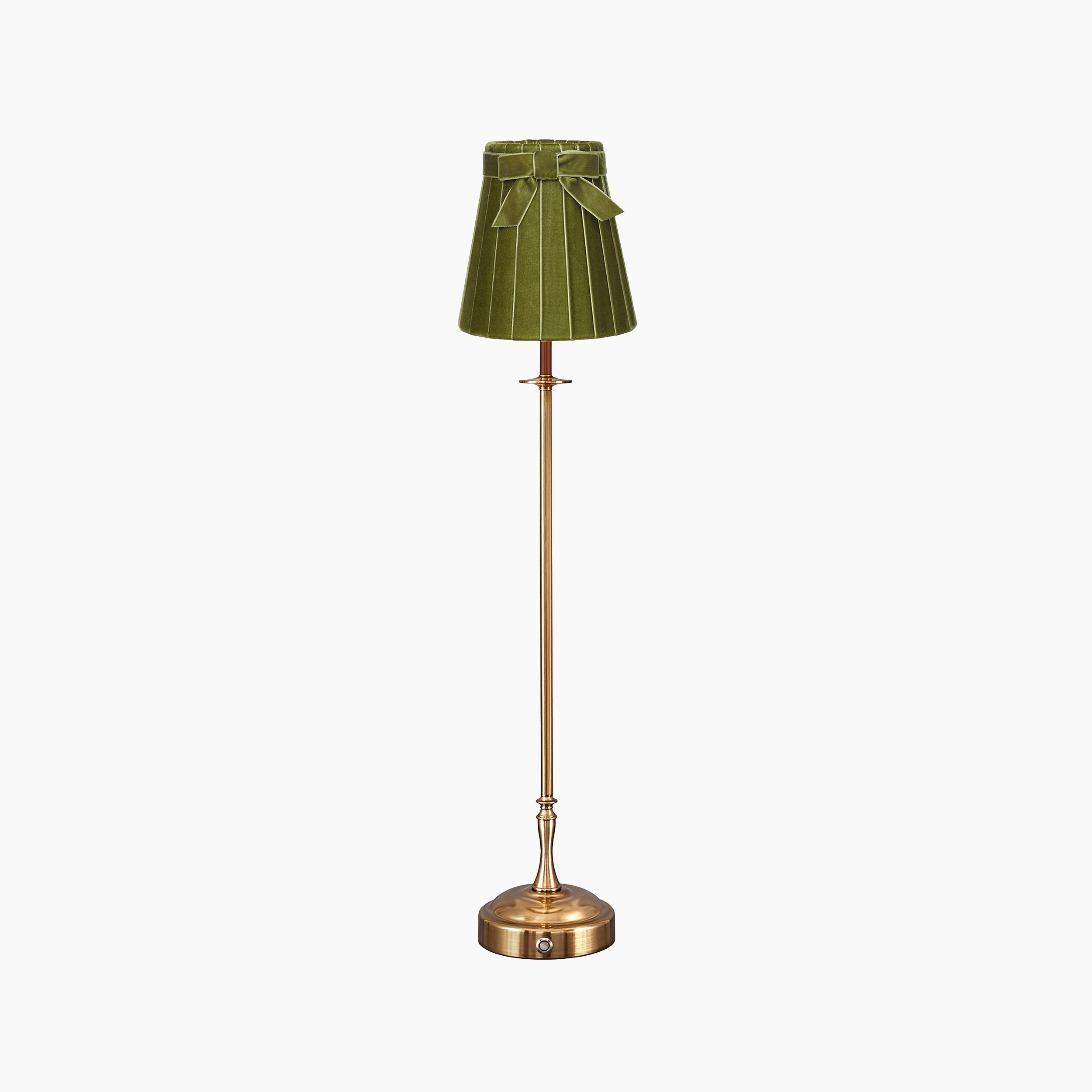 METALL Rechargeable Lamp With 5.5" Olive Green Velvet Lampshade