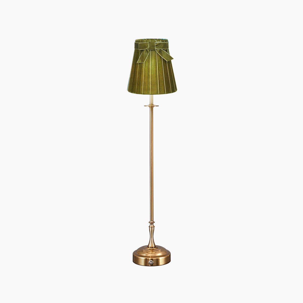 METALL Rechargeable Lamp With 5.5" Olive Green Velvet Lampshade
