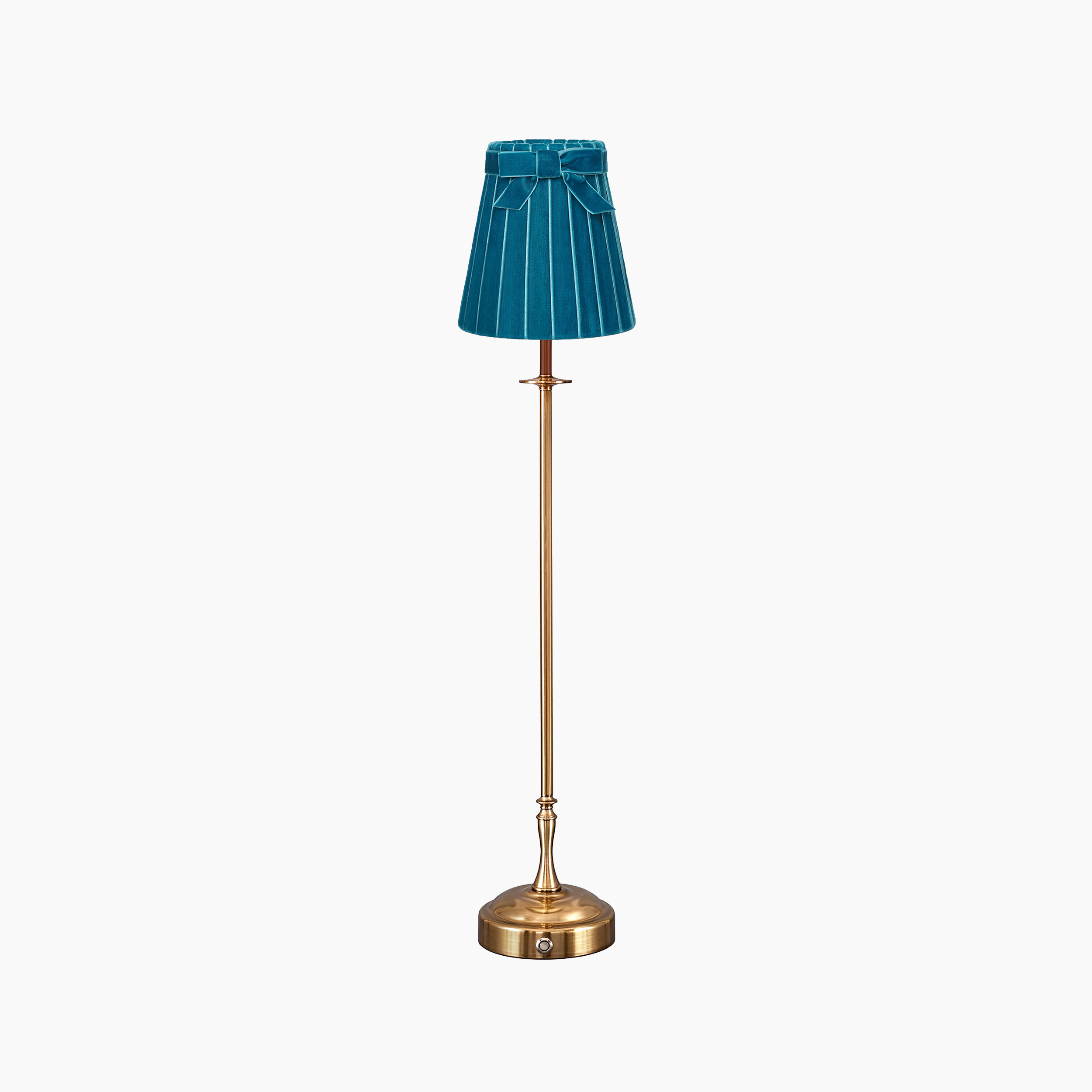 METALL Rechargeable Lamp With 5.5" Teal Velvet Lampshade