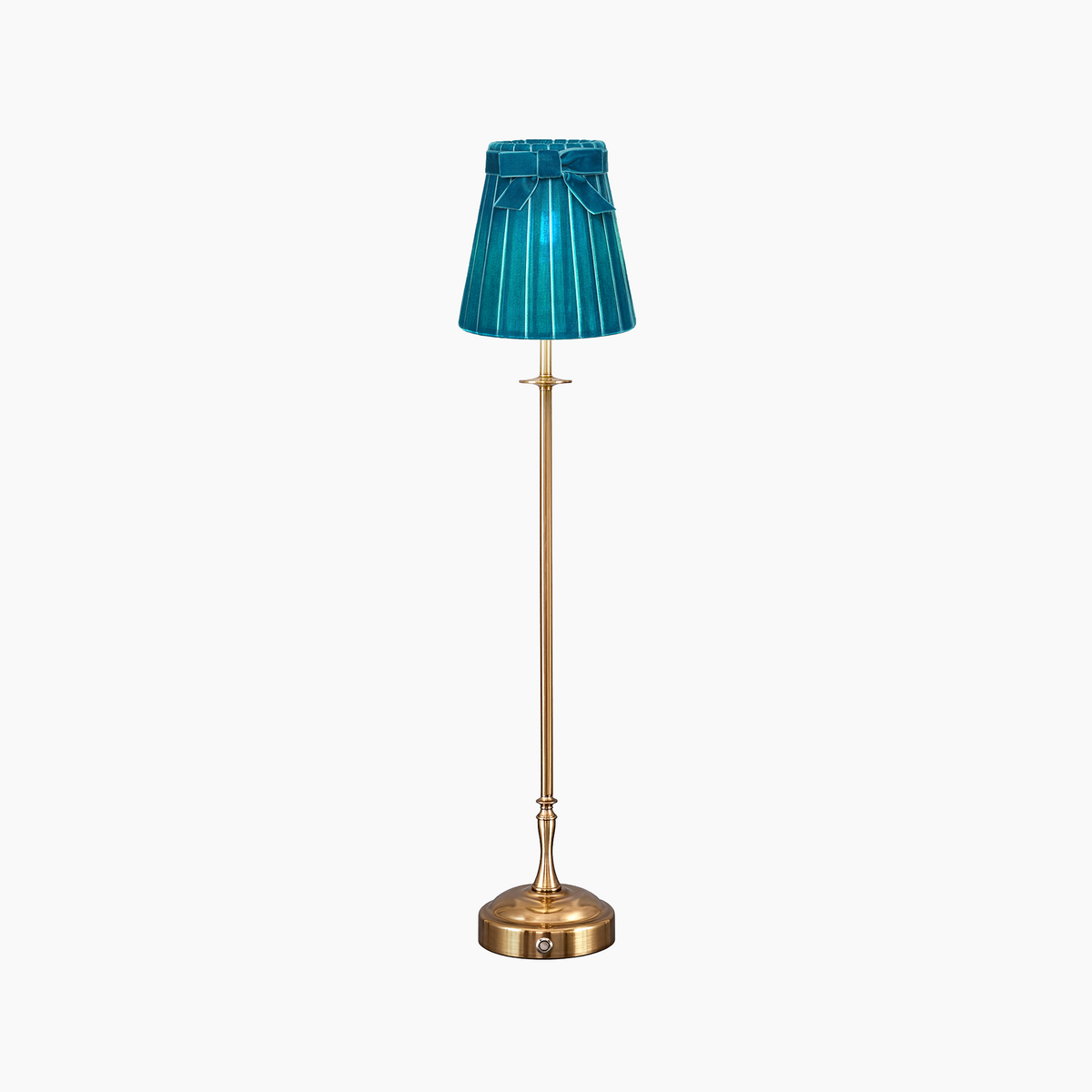 METALL Rechargeable Lamp With 5.5" Teal Velvet Lampshade