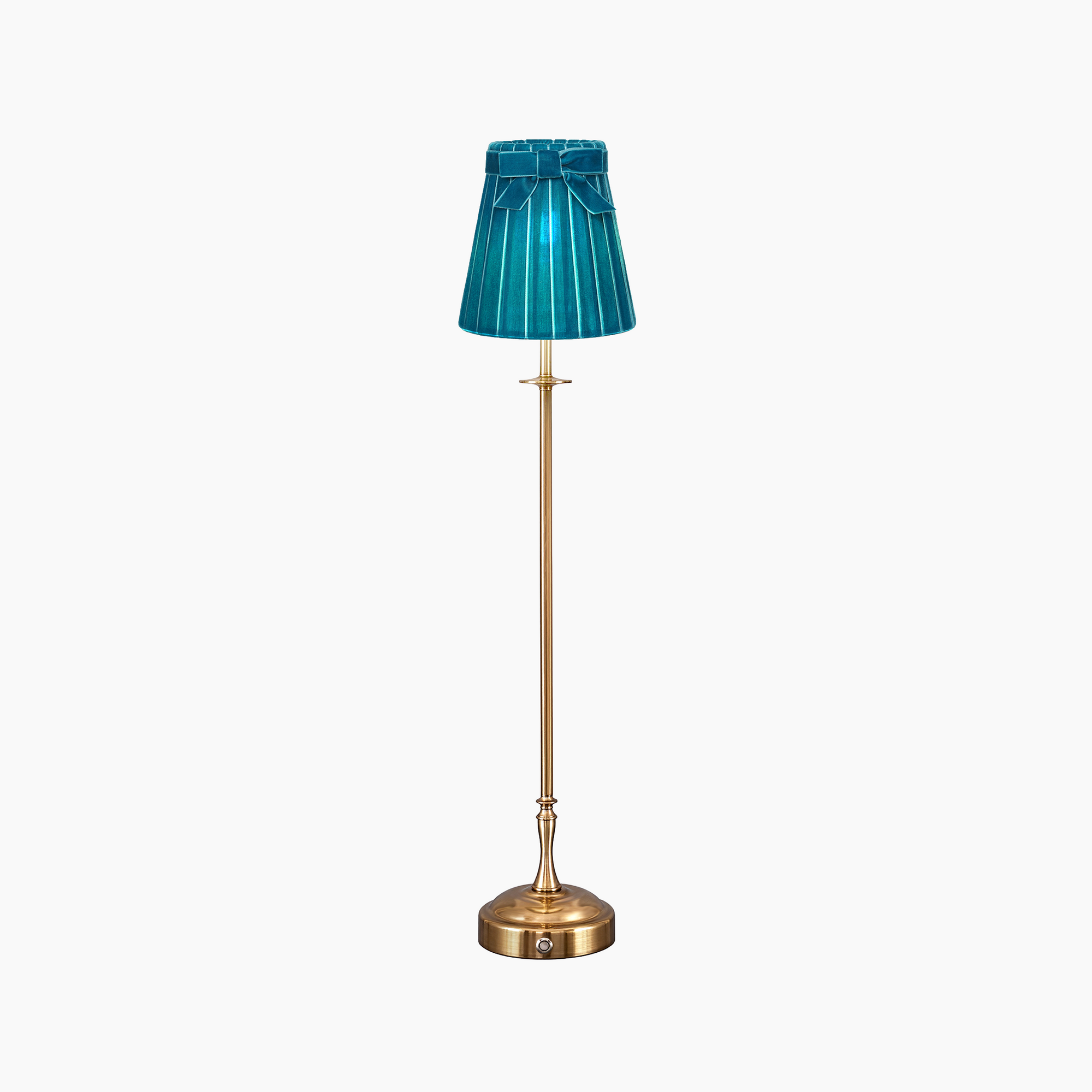 METALL Rechargeable Lamp With 5.5" Teal Velvet Lampshade