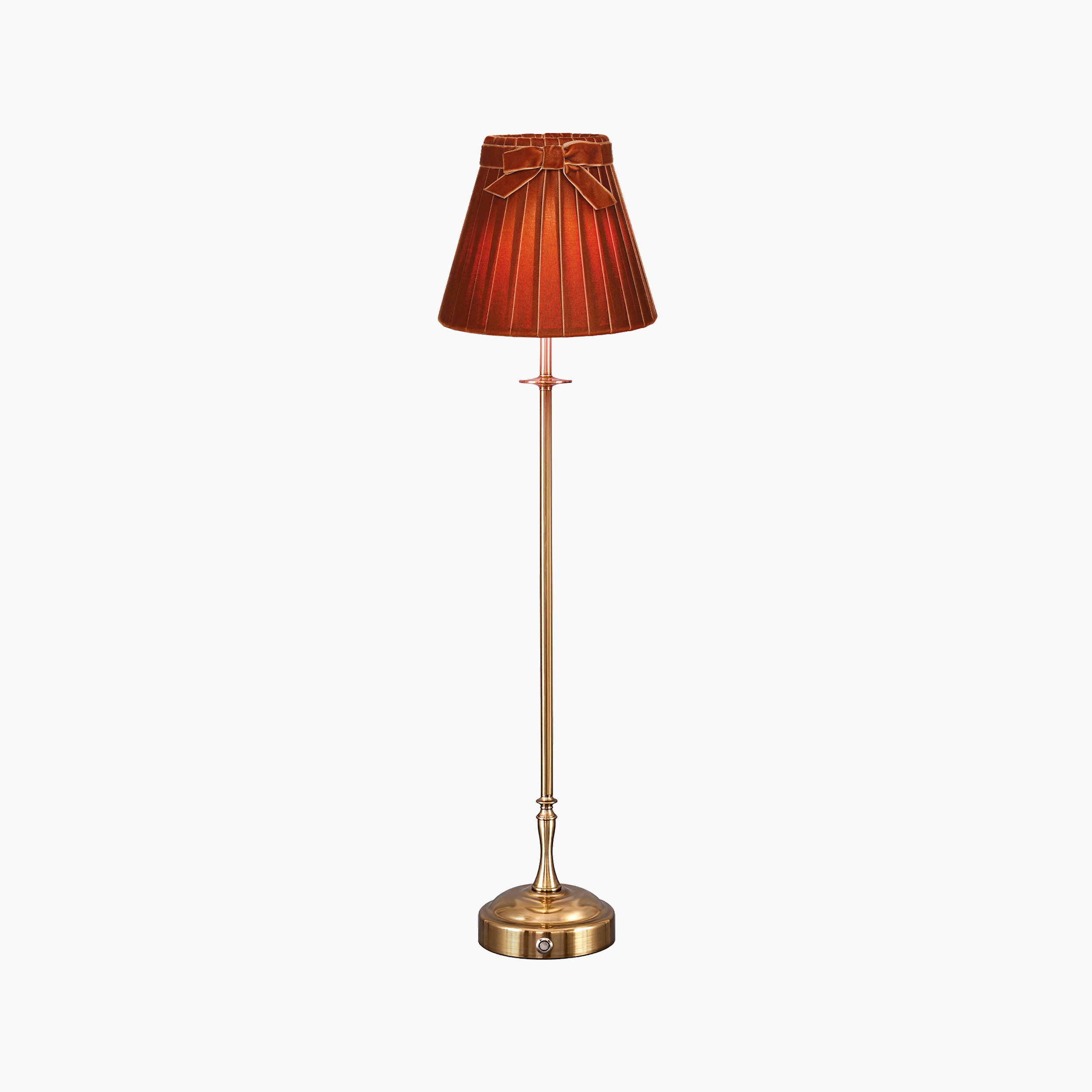 METALL Rechargeable Lamp With 7.1" Burnt Orange Velvet Lampshade