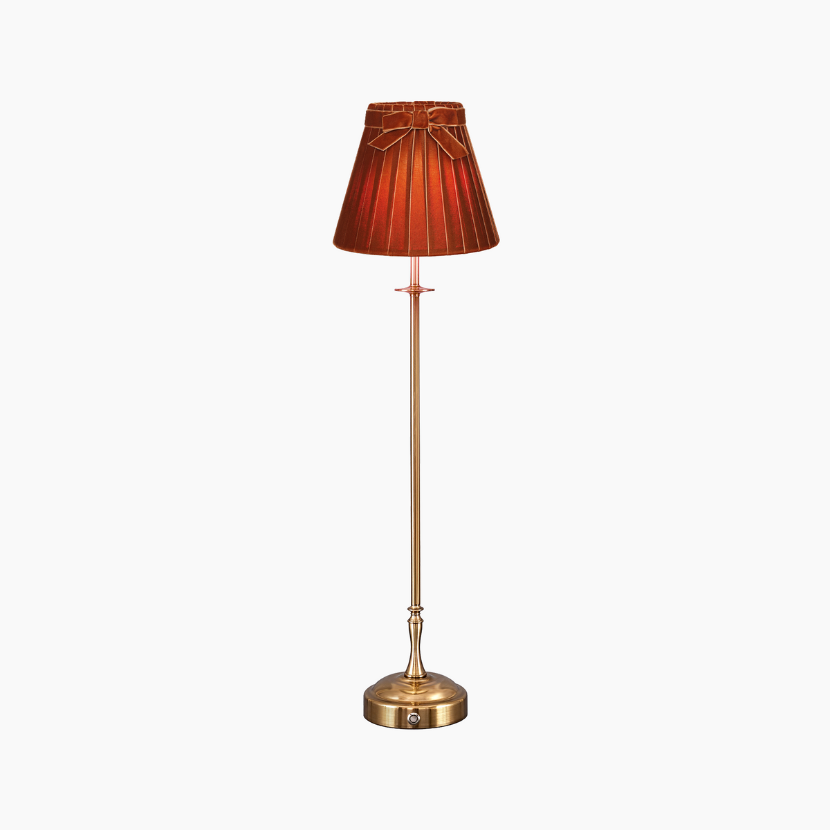 METALL Rechargeable Lamp With 7.1" Burnt Orange Velvet Lampshade