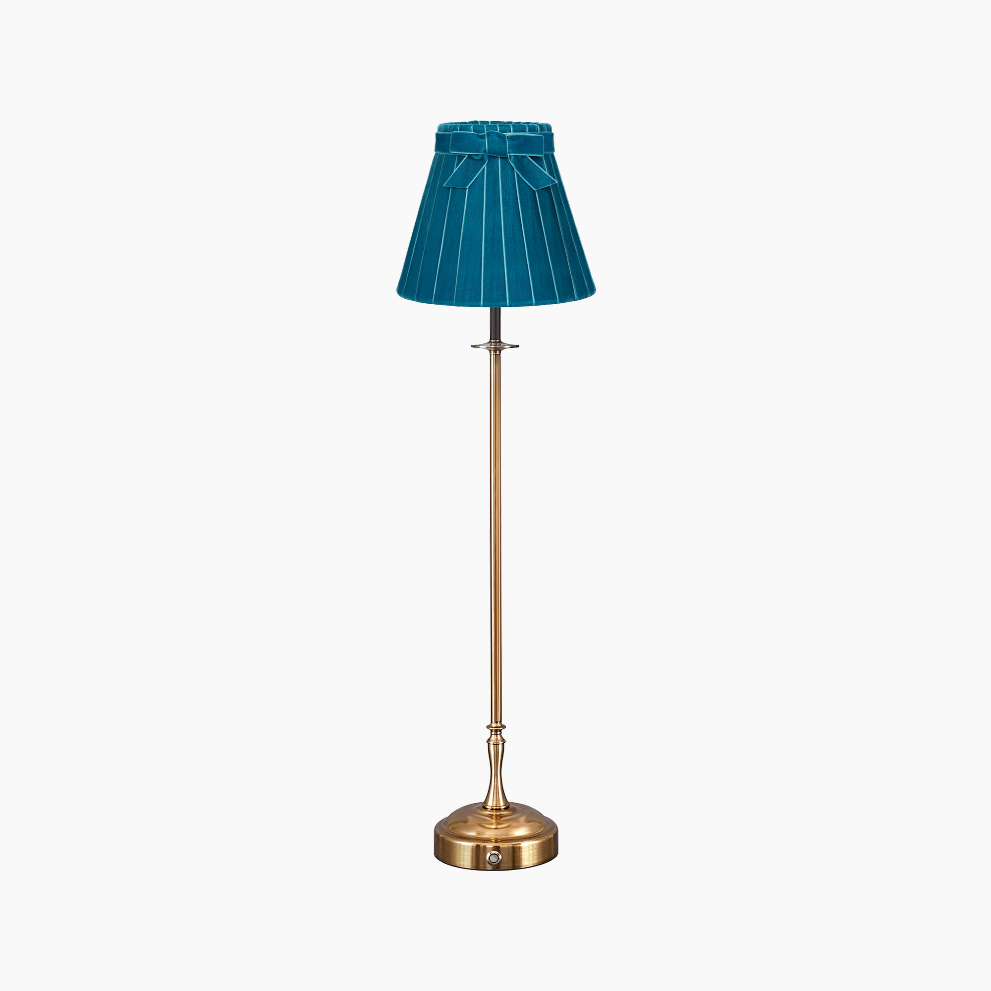METALL Rechargeable Lamp With 7.1" Teal Velvet Lampshade