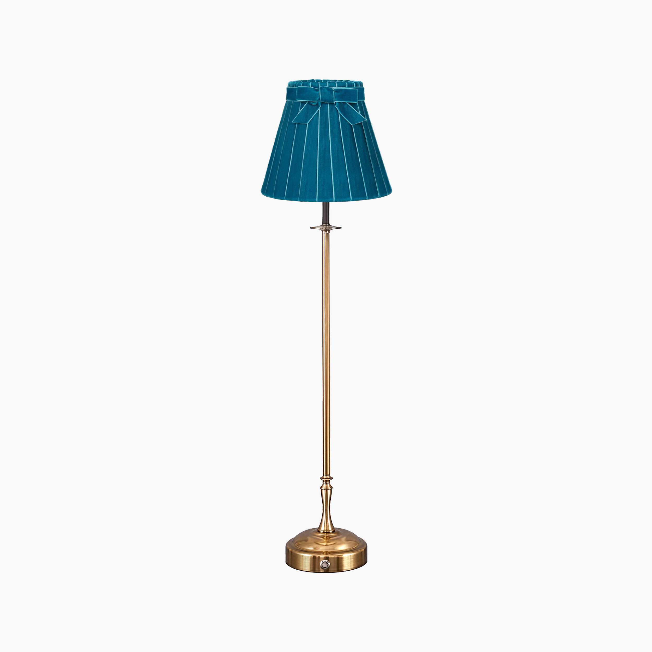 METALL Rechargeable Lamp With 7.1" Teal Velvet Lampshade