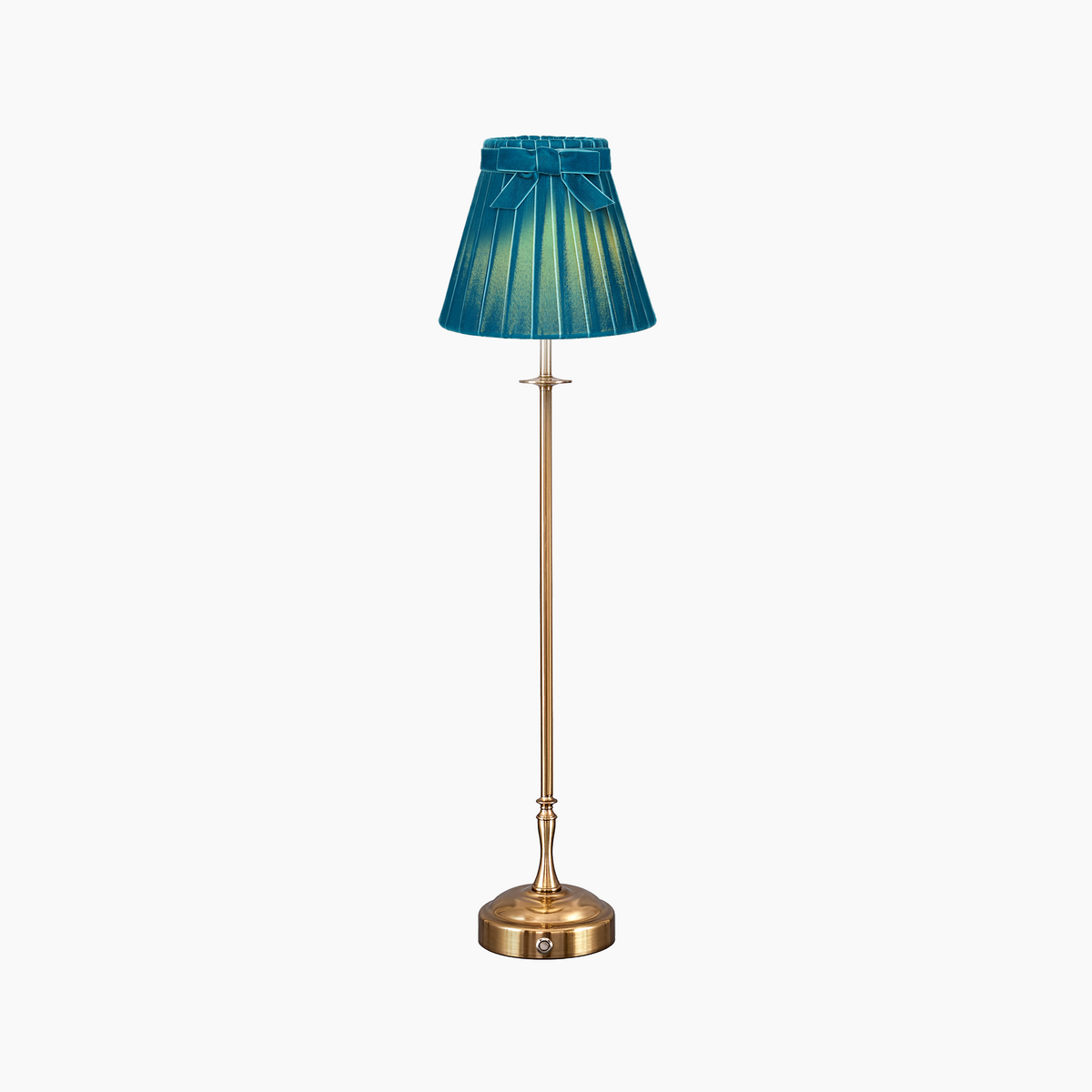 METALL Rechargeable Lamp With 7.1" Teal Velvet Lampshade