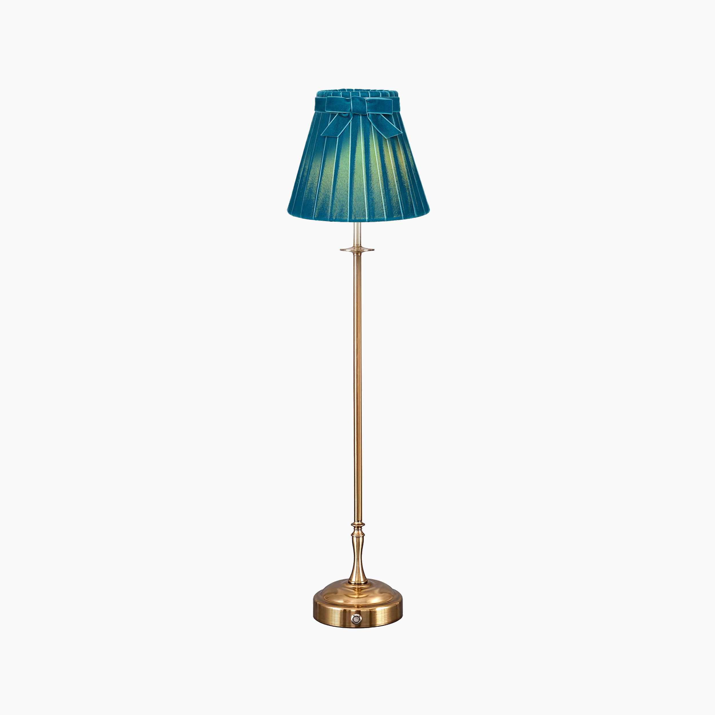 METALL Rechargeable Lamp With 7.1" Teal Velvet Lampshade
