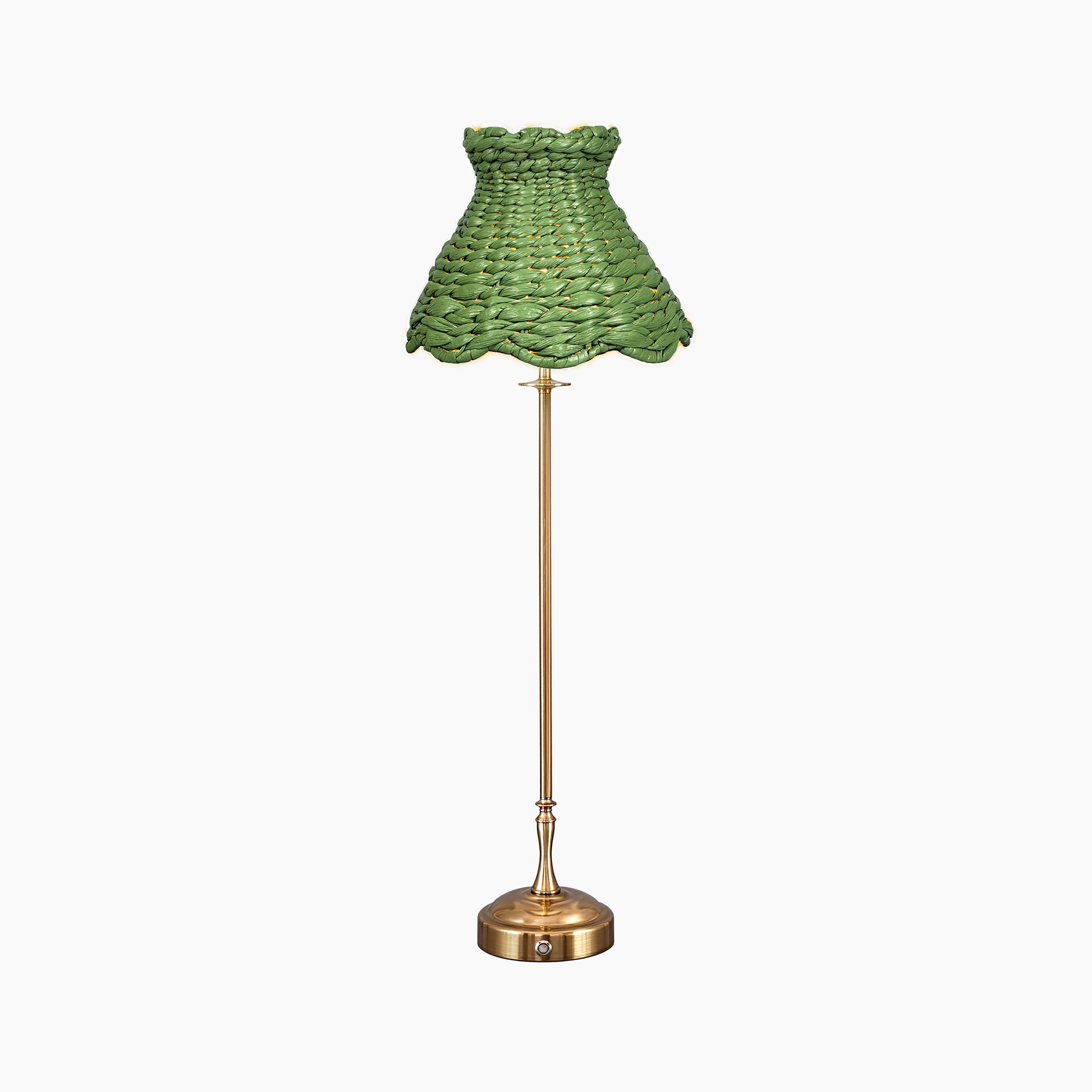 METALL Rechargeable Lamp With Olive Seagrass Lampshade