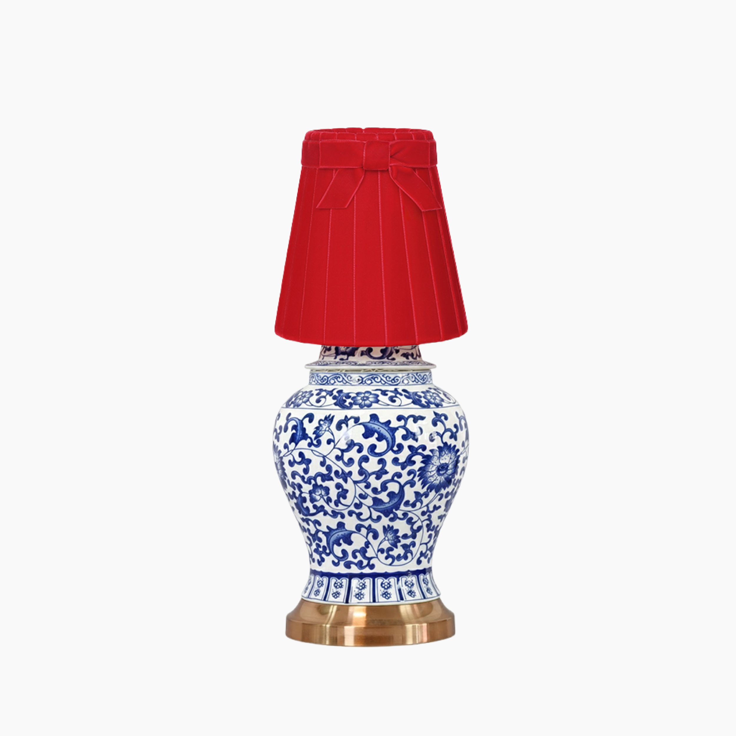 MIN Dynasty Ceramic 9.5" Rechargeable Lamp with 5.5" Marilyn Velvet Lampshade