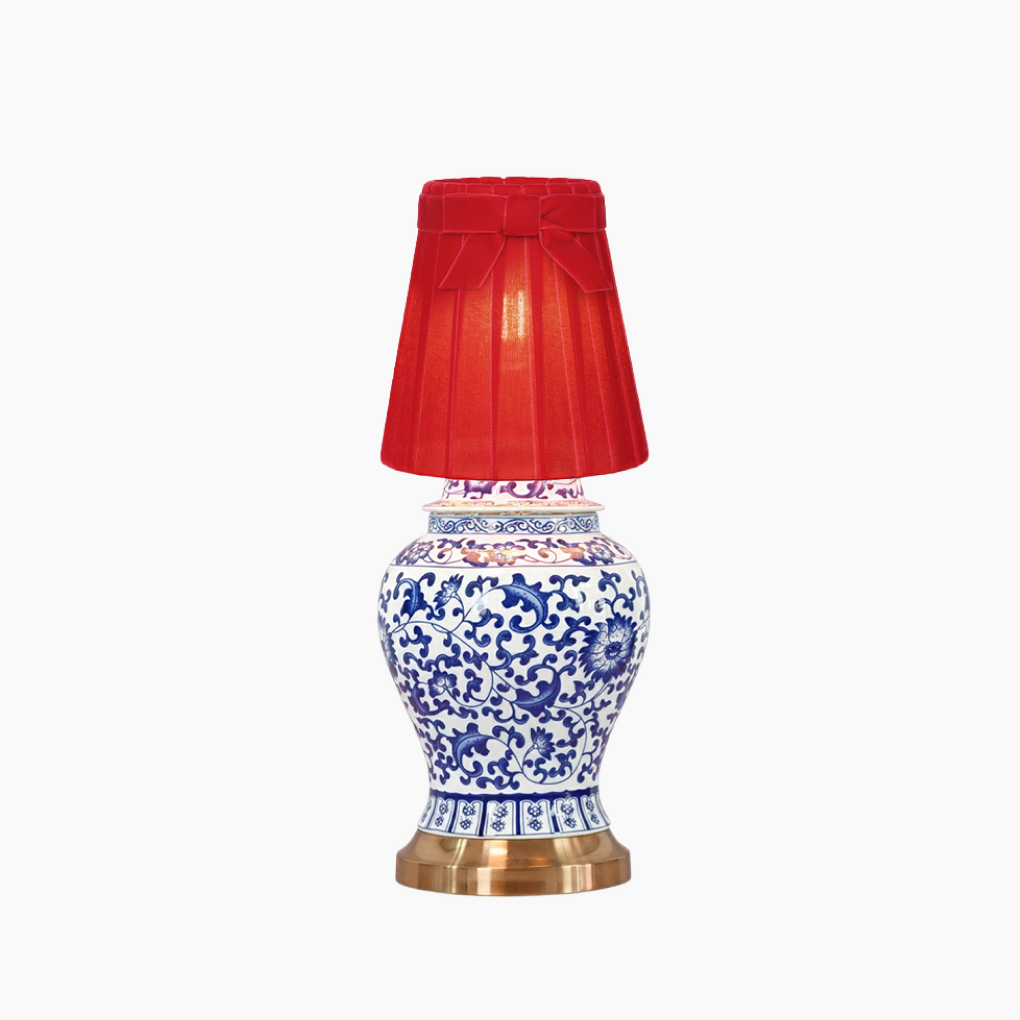 MIN Dynasty Ceramic 24cm Rechargeable Lamp with 14cm Marilyn Velvet Lampshade