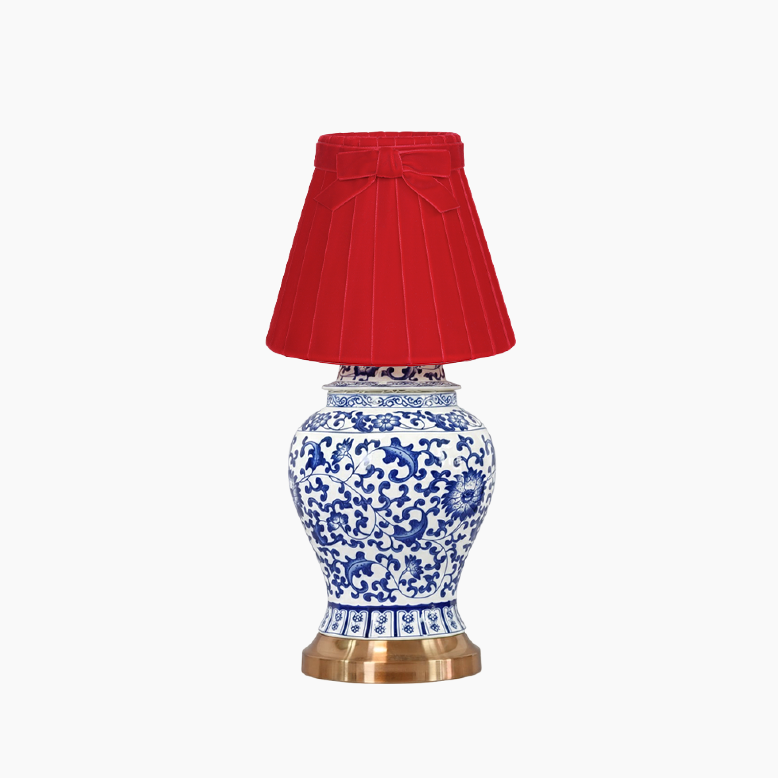 MIN Dynasty Ceramic 9.45" Rechargeable Lamp with 7" Marilyn Velvet Lampshade