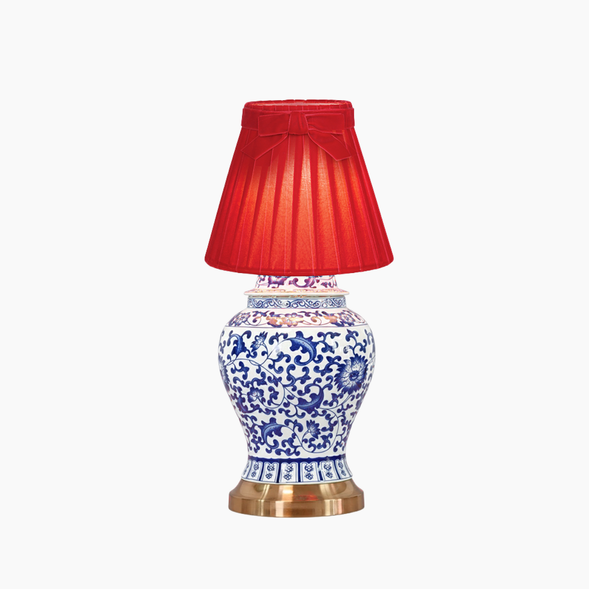 MIN Dynasty Ceramic 9.45" Rechargeable Lamp with 7" Marilyn Velvet Lampshade