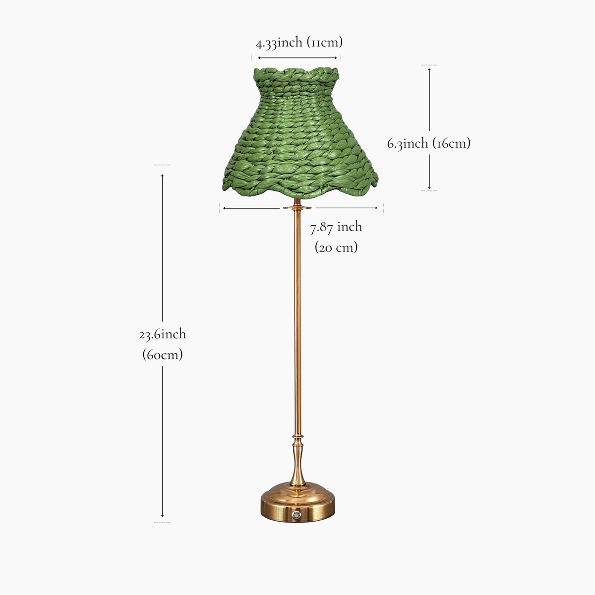 METALL Rechargeable Lamp With Olive Seagrass Lampshade