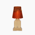 OSCAR Brass Rechargeable Lamp with 5.5" Burnt Orange Velvet Lampshade